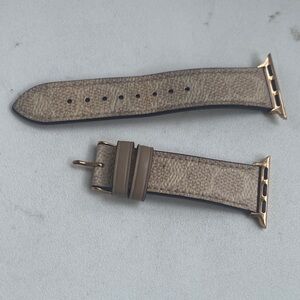 Coach Brown Leather Apple Watch Strap with Rose Gold Hardware